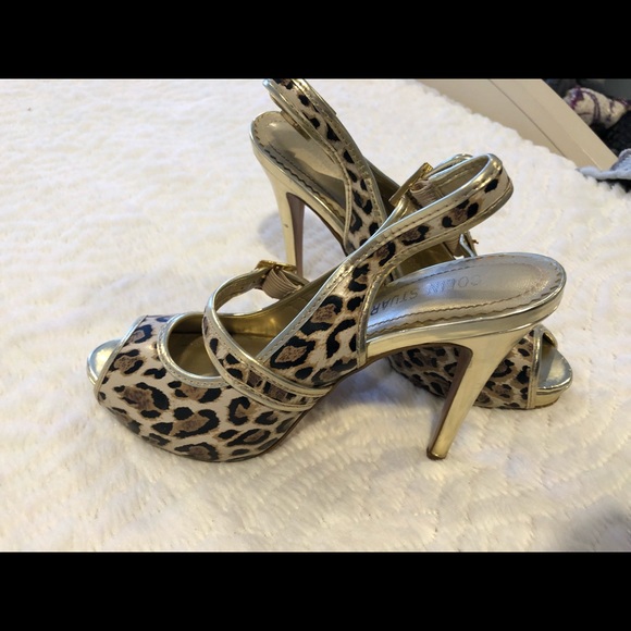 Colin Stuart Chetah Print Peep Toe Slingback Heels - Picture 2 of 2